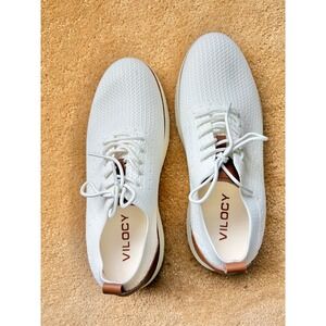 VILOCY NWOT Mens Knit White Lace Up Casual Versatile Fashion Sneakers Sz7